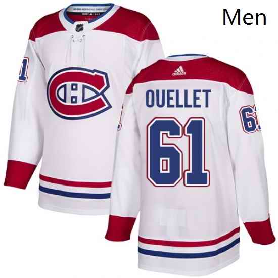 Mens Adidas Montreal Canadiens 61 Xavier Ouellet Authentic White Away NHL Jersey